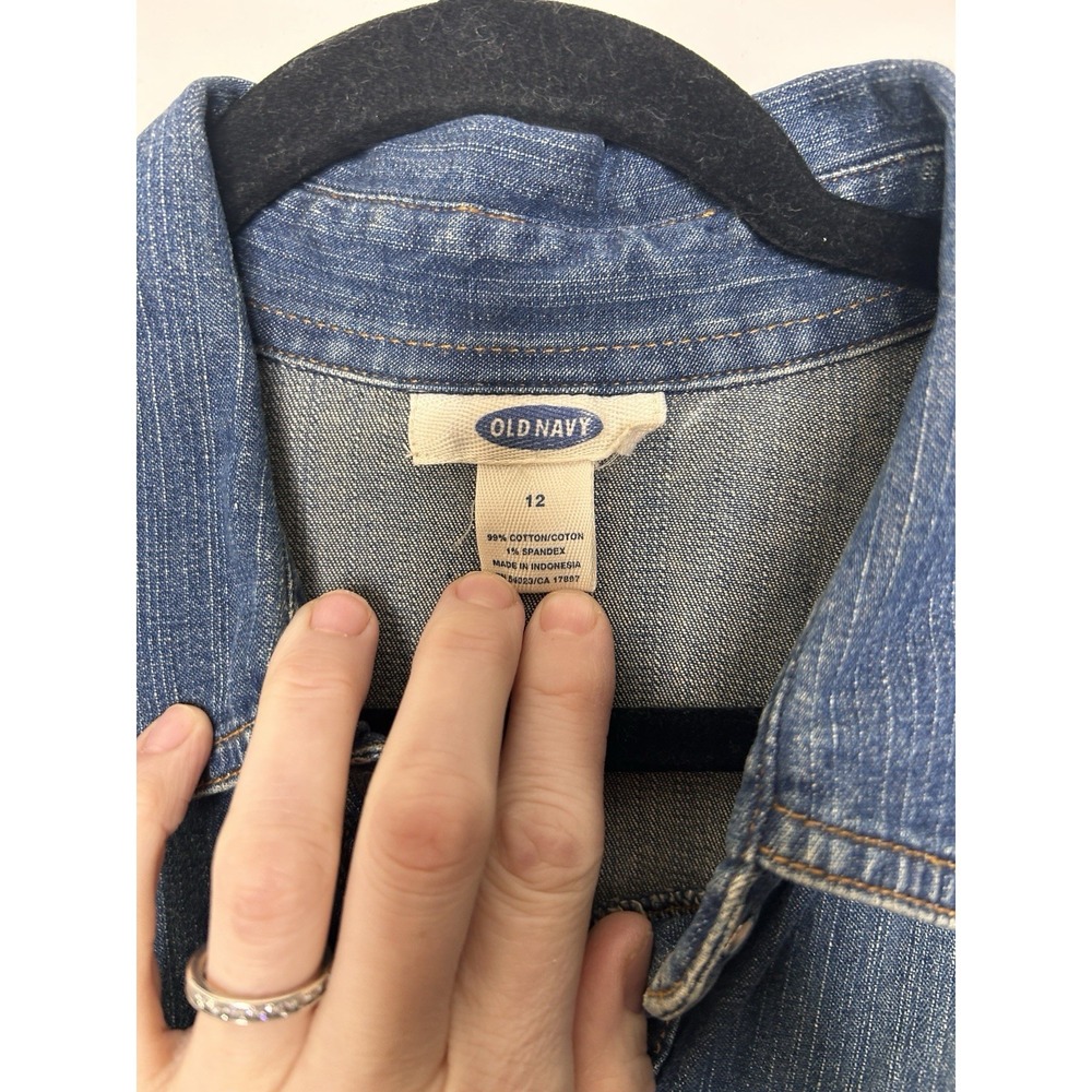 Old Navy Dress Women's Medium Blue Denim Long Sleeve Button Up Collared Size 12 - Picture 3 of 6